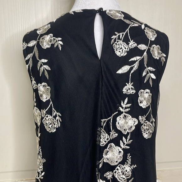 Roz & Ali Womens Black Floral Embroidered Stitched Sheath Dress Size 14 - Picture 8 of 12